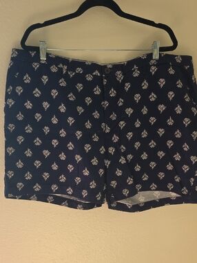 Old Navy Womens Navy Blue Floral Print Flat-Front Shorts